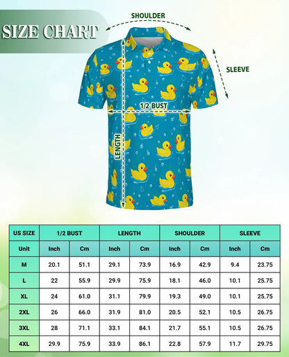 Cute Yellow Duck 3D Polo Shirt for Men – Funny Bath Duck Ocean Style | Netecom