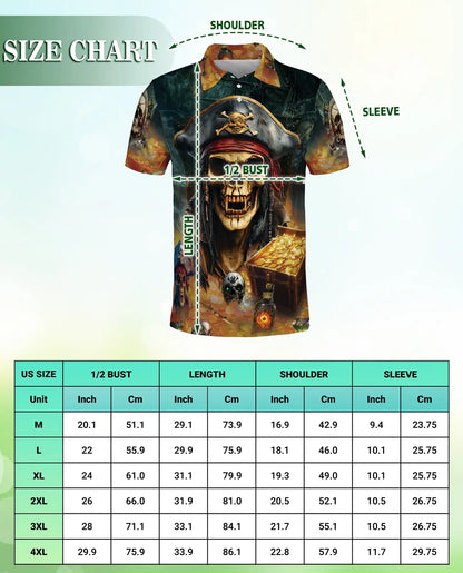 Pirate Skull Polo Shirt – Treasure Hunter Print | Netecom