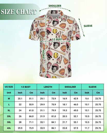 Pink Softball Polo Shirt for Men- Softball Fastpitch Pattern | Netecom