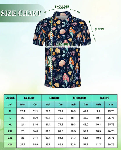 Mermaid Ocean Polo Shirt – Cute Sea Life Style | Netecom