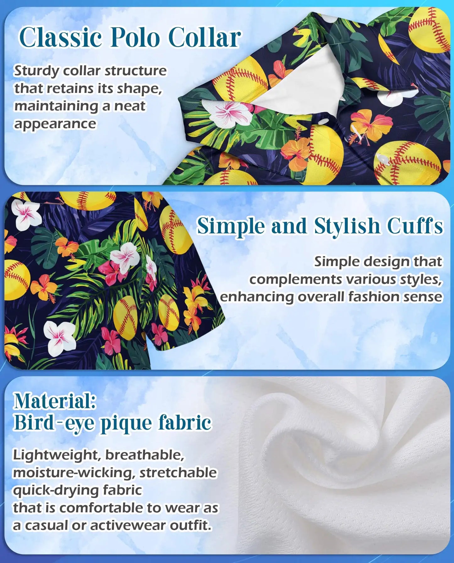 Tropical Softball Polo Shirt - Hawaiian Sports Summer Style | Netecom