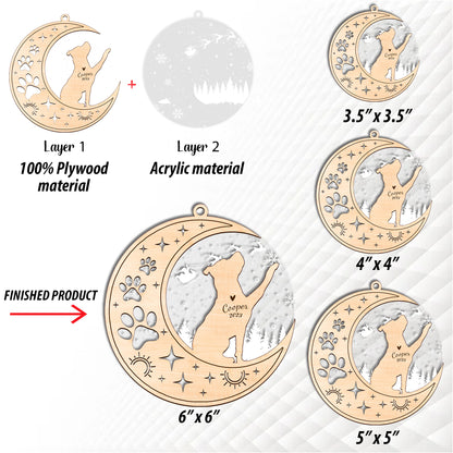 Netecom Pitbull Dog Memorial Suncatcher, Personalized Pit bull Christmas Ornament with Date Name, Bereavement Gifts for Loss of Pet, Dog Death Sympathy Gifts Pet Loss Sun Catchers, Dog Grief Gift