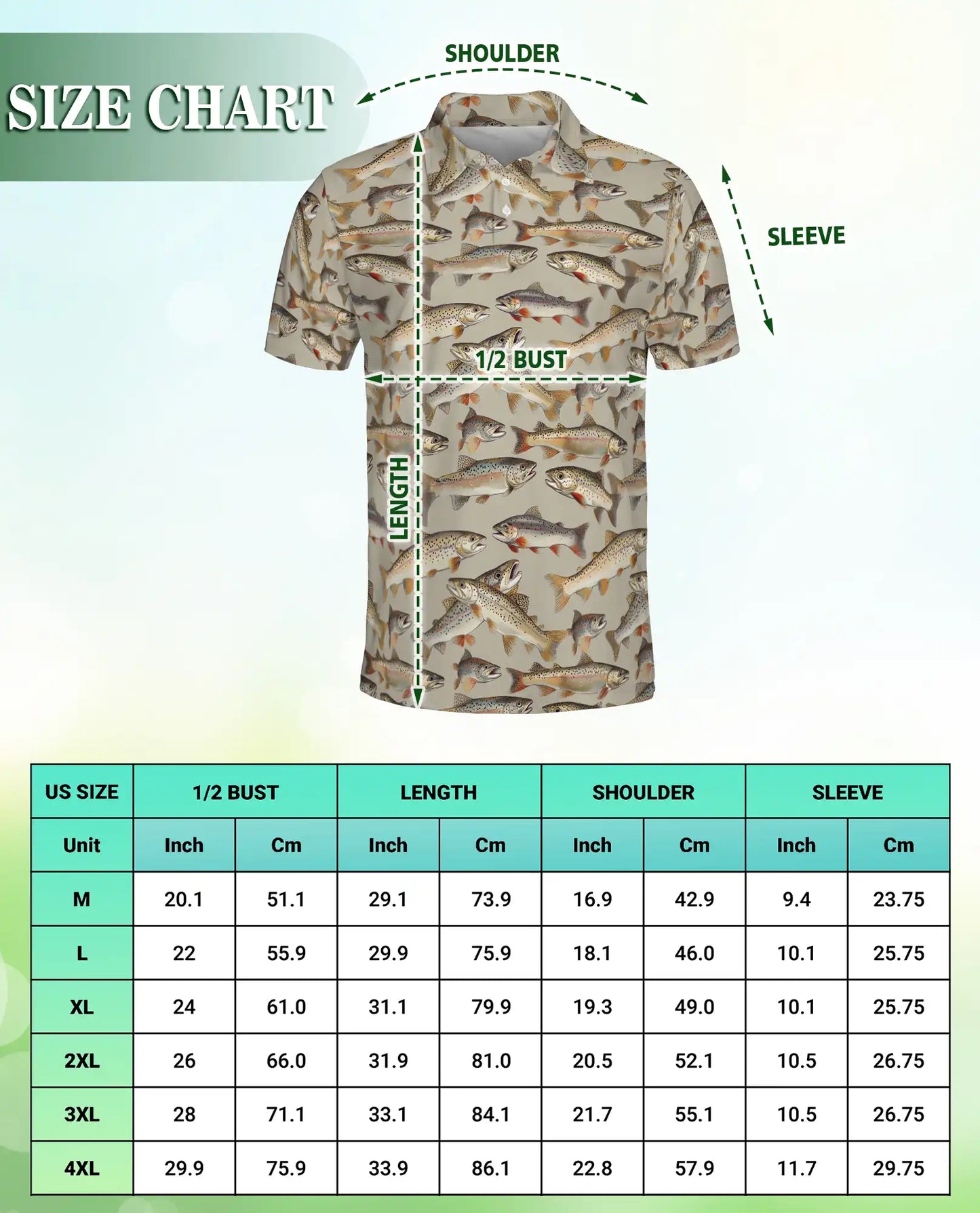 Trout Fishing Polo Shirt for Men- Print Freshwater Fish | Netecom