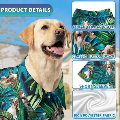 Netecom Matching Boer Goat Hawaiian Shirt for Dog and Owner, Aloha Summer Shirt, Goat Lover Print Button Down Outfit for Pet and Human, Beach Vacation Casual Wear