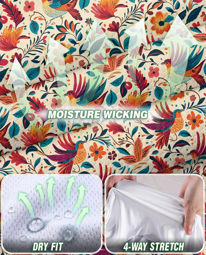 Vintage Chintz Bird Floral Sleeveless Polo Shirt for Women | Netecom