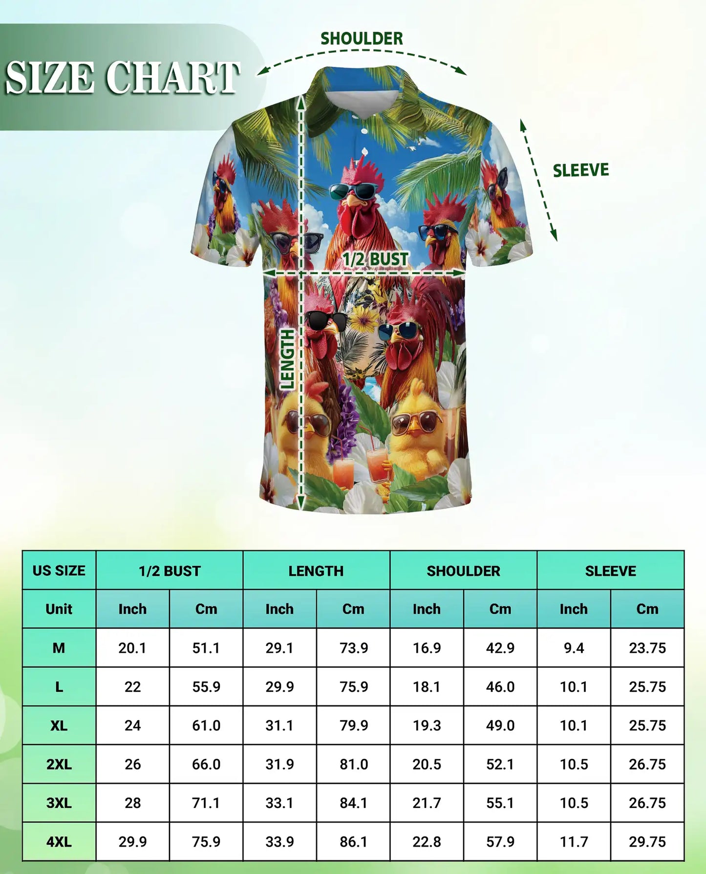 Funny Chicken Hawaiian 3D Polo Shirt | Netecom