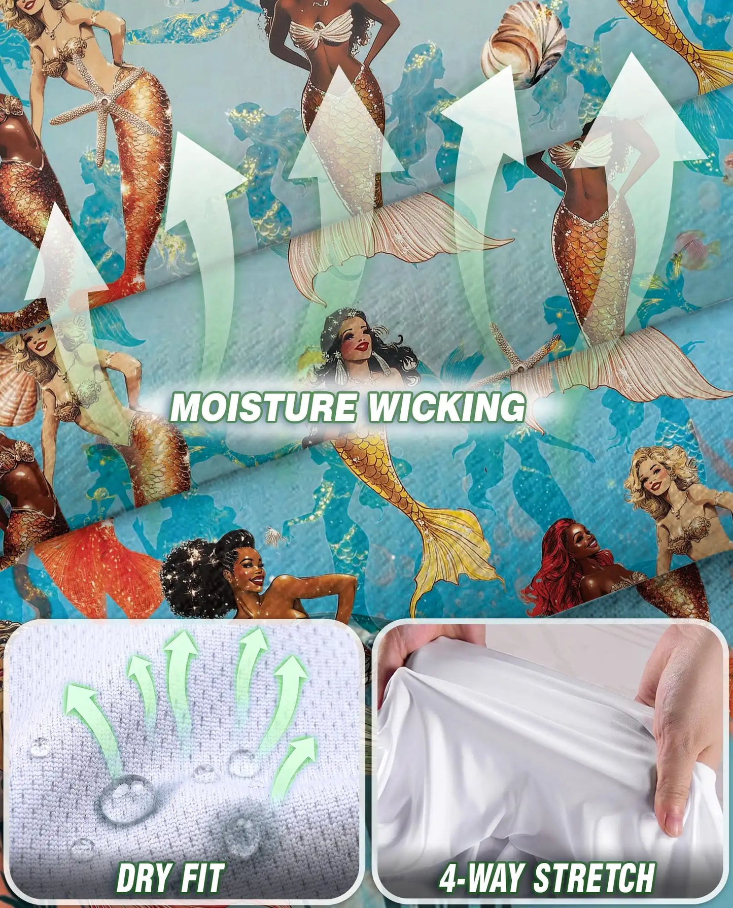 Lovely Mermaid Sea Sleeveless Polo Shirt for Women – Ocean Fantasy Style | Netecom