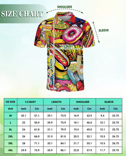 Fast Food Cartoon 3D Polo Shirt for Men | Netecom
