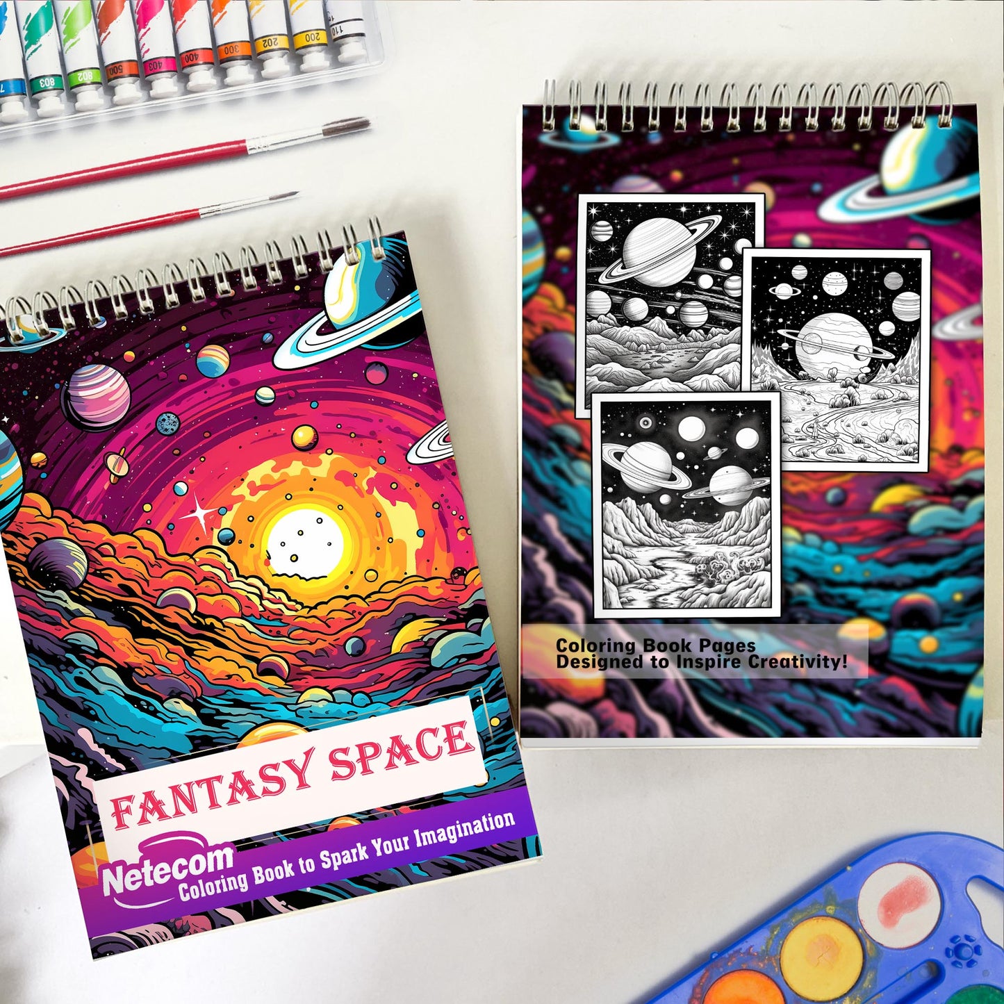 Fantasy Space Spiral Bound Coloring Book, Set Your Imagination Free with 30 Pages of Coloring Joy, Letting You Explore the Uncharted Depths of Fantasy Space