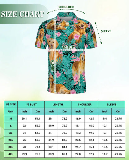 Golden Retriever Tropical Hibiscus Polo Shirt-Hawaiian Floral Dog Print | Netecom