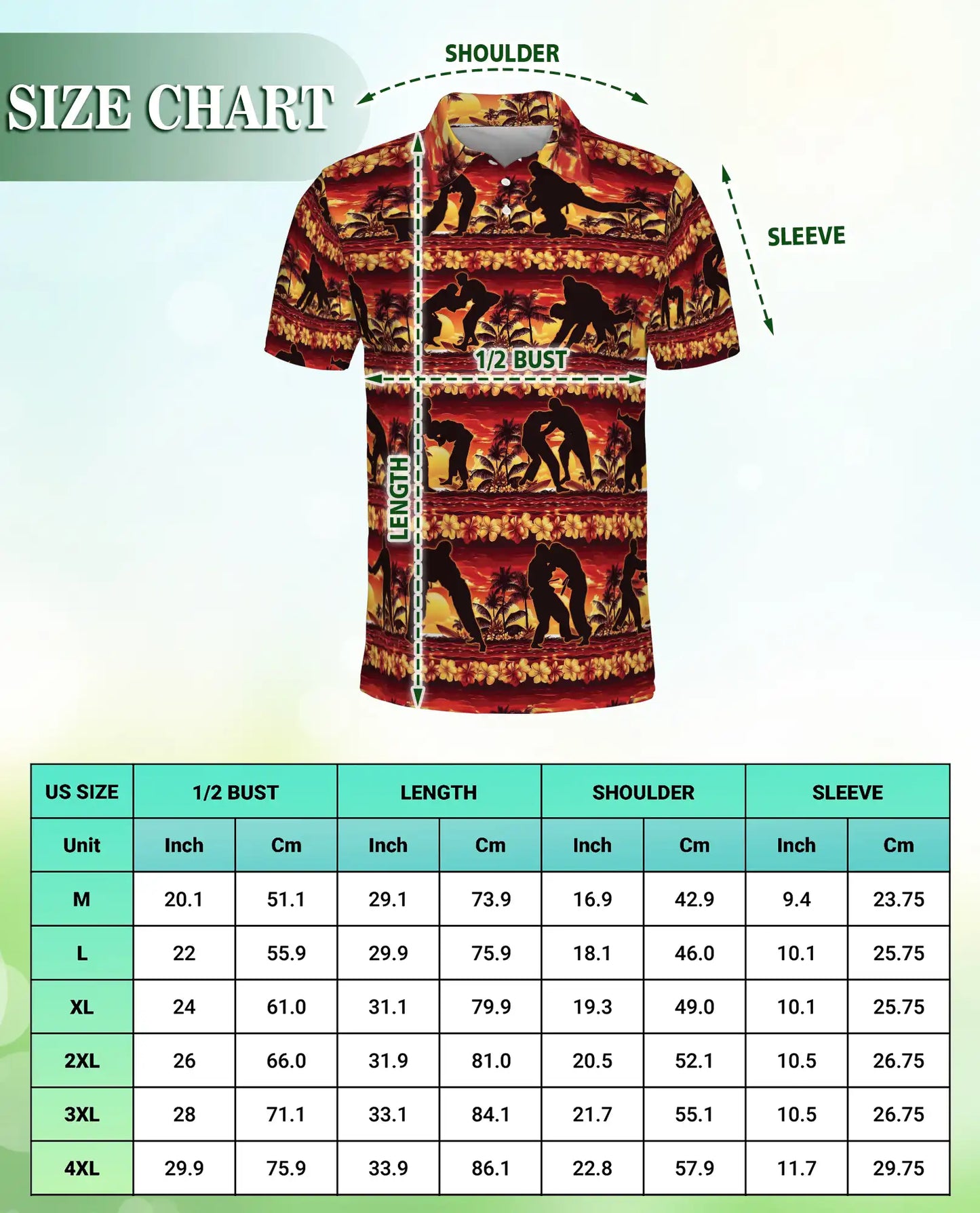 Tropical Wrestling 3D Polo Shirt for Men – Sunset Hawaiian Sports Style | Netecom