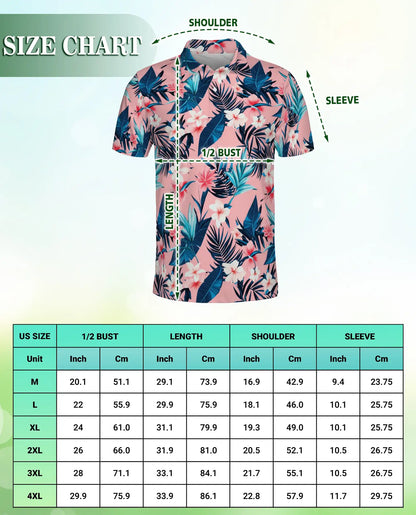 Tropical Floral Polo Shirt – Pink Island Print | Netecom