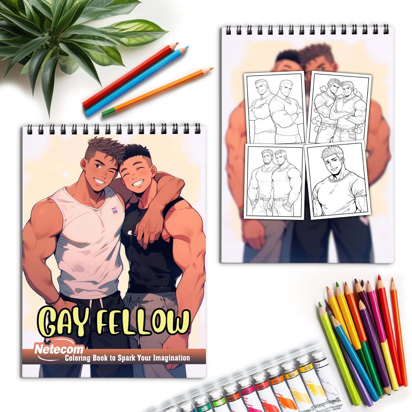 Gay Fellow Spiral Bound Coloring Book, Unleash Your Creativity in a World of LGBTQ+ Representation with 30 Empowering Pages.