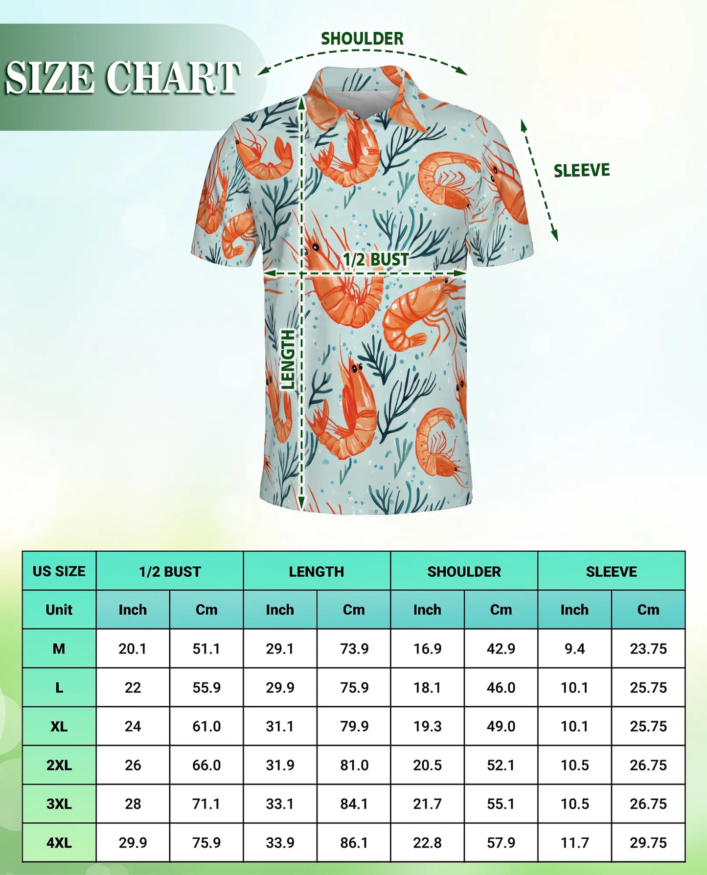 Shrimp Pattern 3D Polo Shirt for Men – Coastal Seafood Summer Style | Netecom