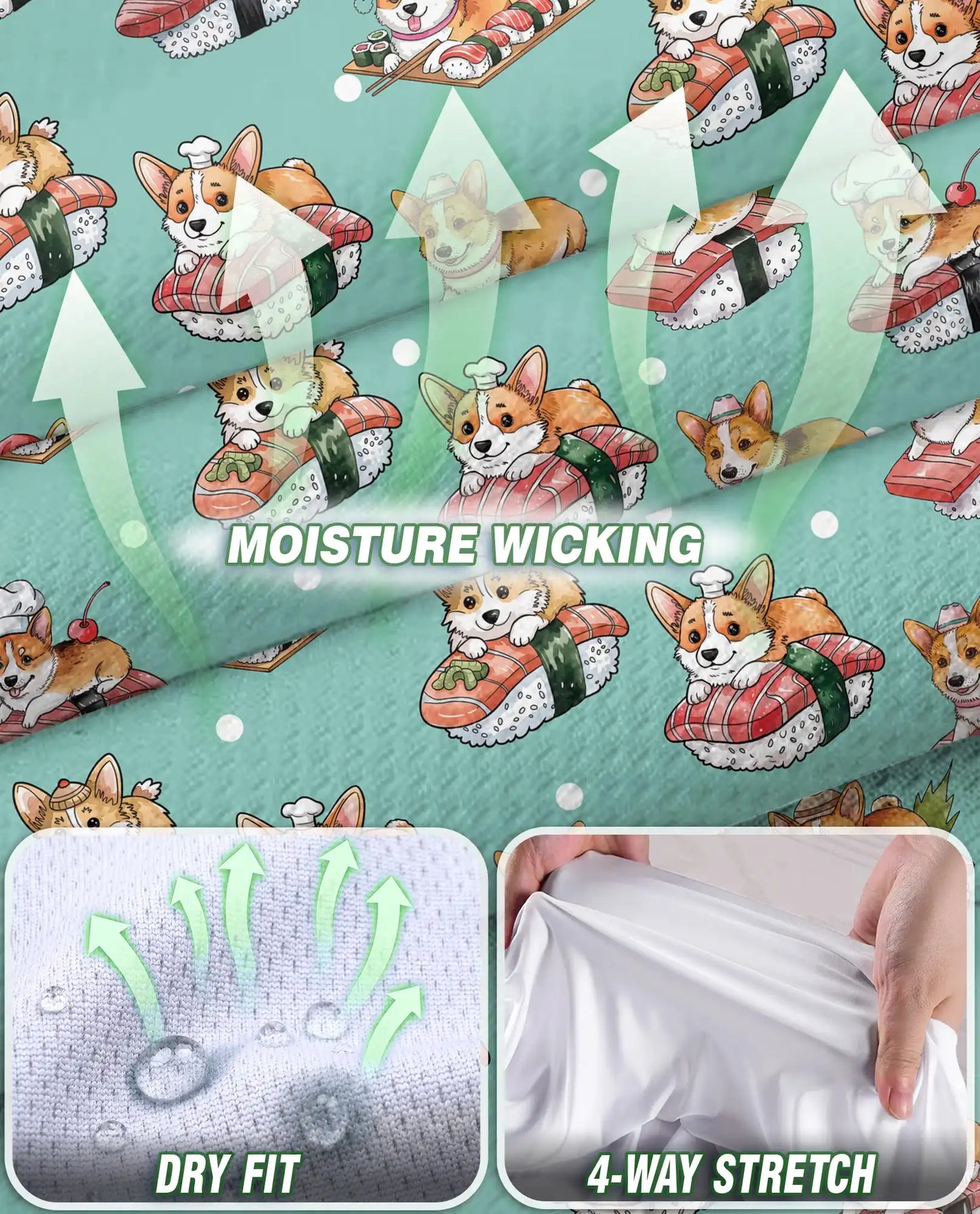 Corgi Sushi Print Sleeveless Polo Shirt for Women – Cute Dog Food Lover Style | Netecom