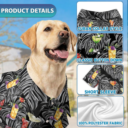 Netecom Matching Proud Bartender Cocktails Hawaiian Shirt for Pet and Owner, Tropical Aloha Summer Shirt, Cocktail Drink Print Outfit for Dog and Human, Casual Beach Vacation Wear