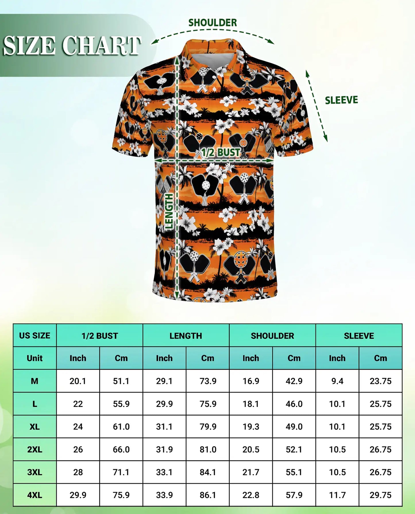 Pickleball Tropical 3D Polo Shirt for Men – Sunset Island Sports Style | Netecom