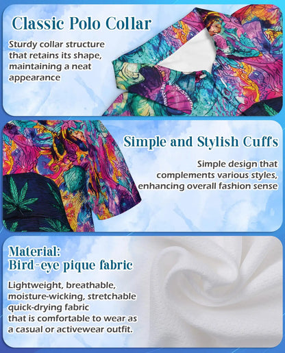 Skull Colorful Trippy Polo Shirt for Men – Vibrant Art Print | Netecom