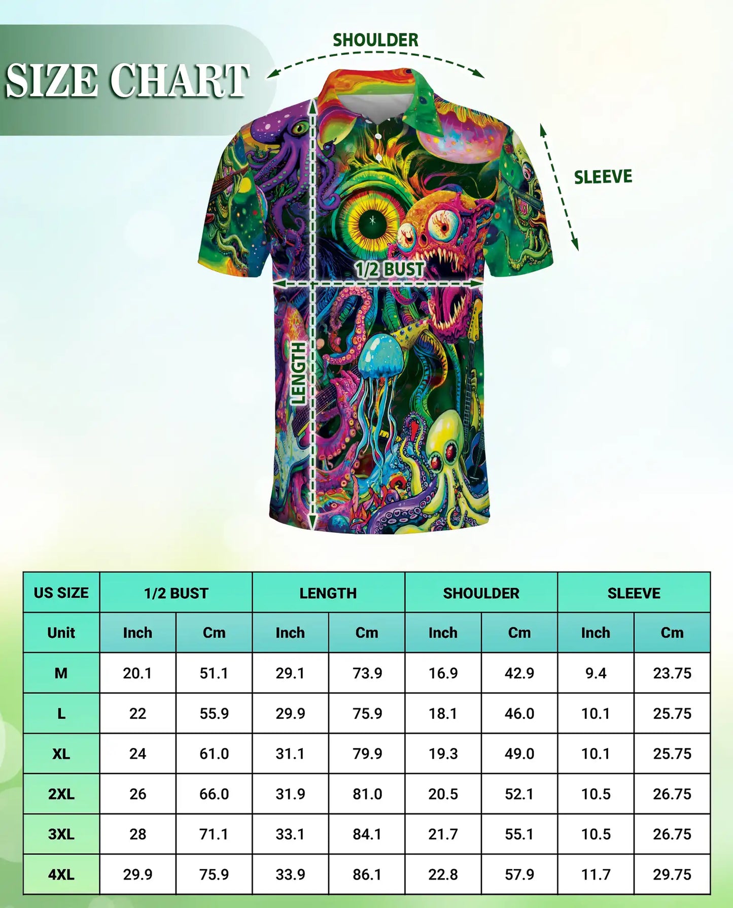 Psychedelic Sea Monster Polo Shirt | Netecom