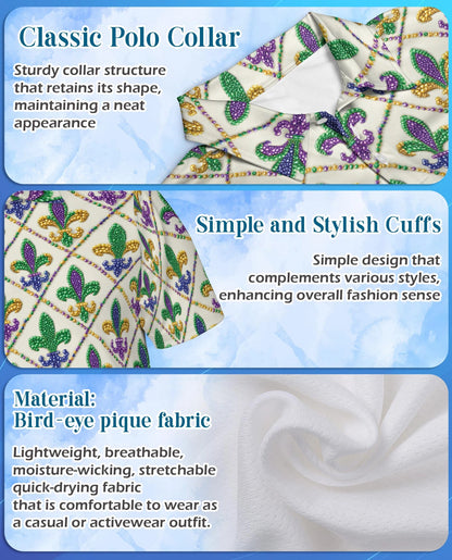 Mardi Gras Fleur De Lis Polo Shirt for Men – Festival Pattern Style | Netecom