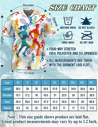 Netecom Running Hawaiian Shirt for Men, Vintage Style, Button Down Summer Beach Short Sleeve, S-5XL