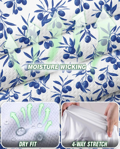 Blue Olive Branch Print Sleeveless Polo Shirt for Women | Netecom
