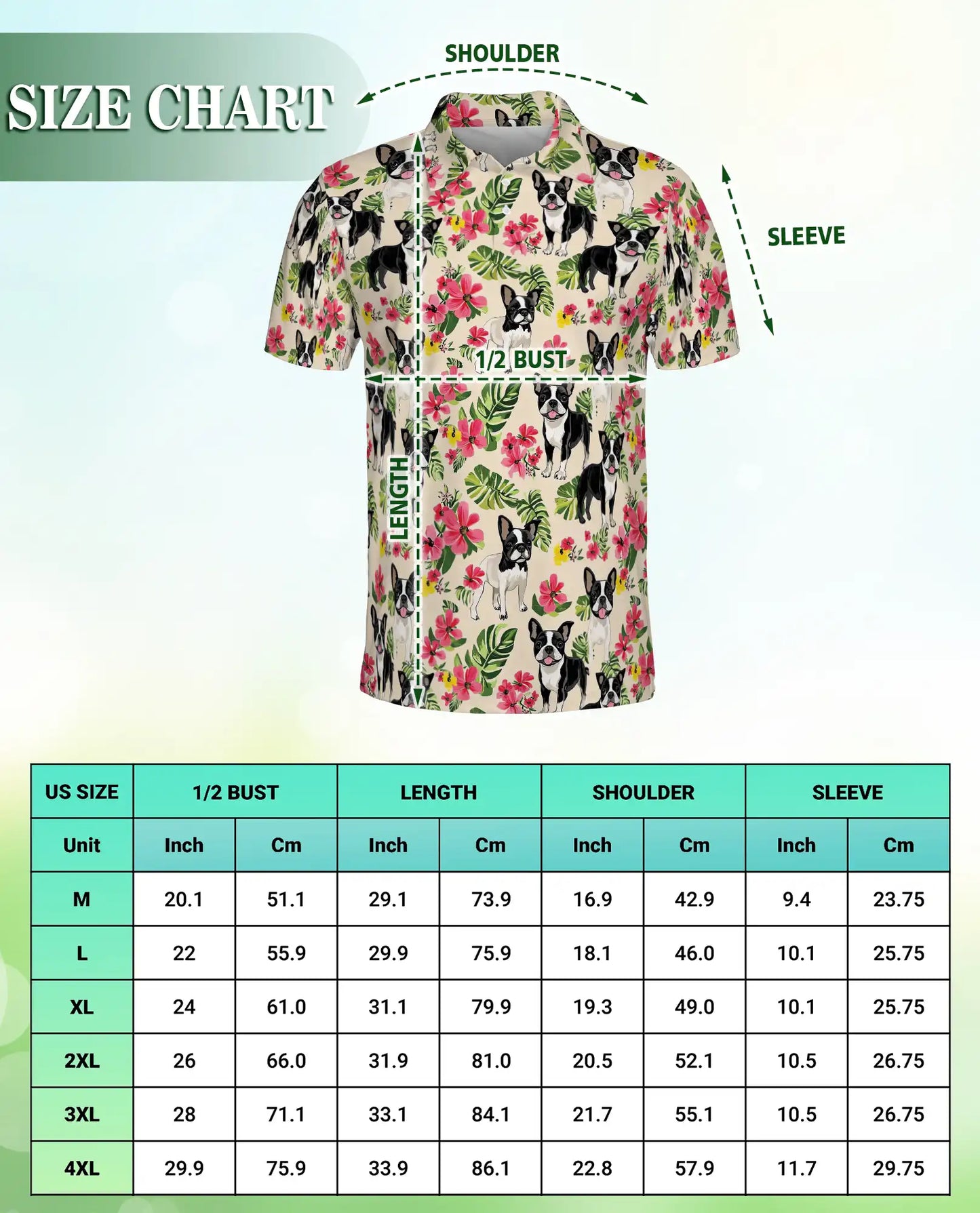 Boston Terrier Tropical Polo Shirt – Floral Dog Print | Netecom