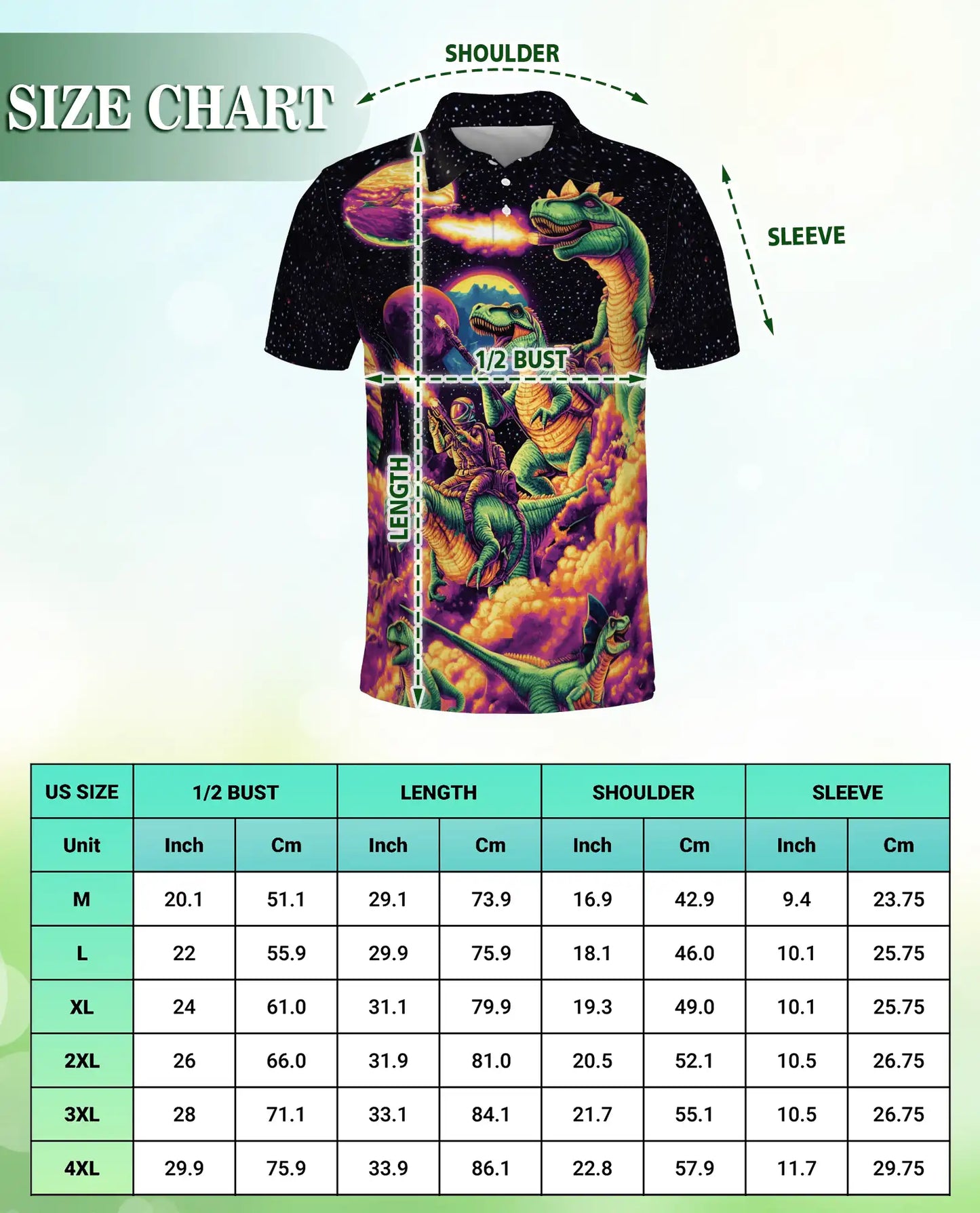 Space Dinosaur Polo Shirt – T-Rex Galaxy Print | Netecom