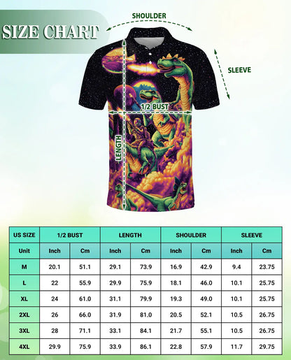 Space Dinosaur Polo Shirt – T-Rex Galaxy Print | Netecom