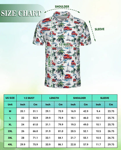 Fire Truck Beach Pattern Polo Shirt | Netecom