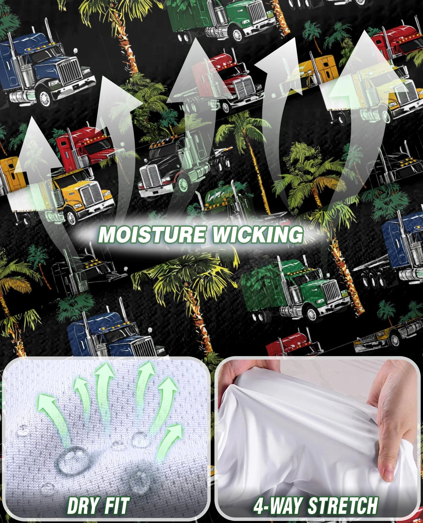 Semi Truck and Palm Tree Print Sleeveless Polo Shirt for Women | Netecom