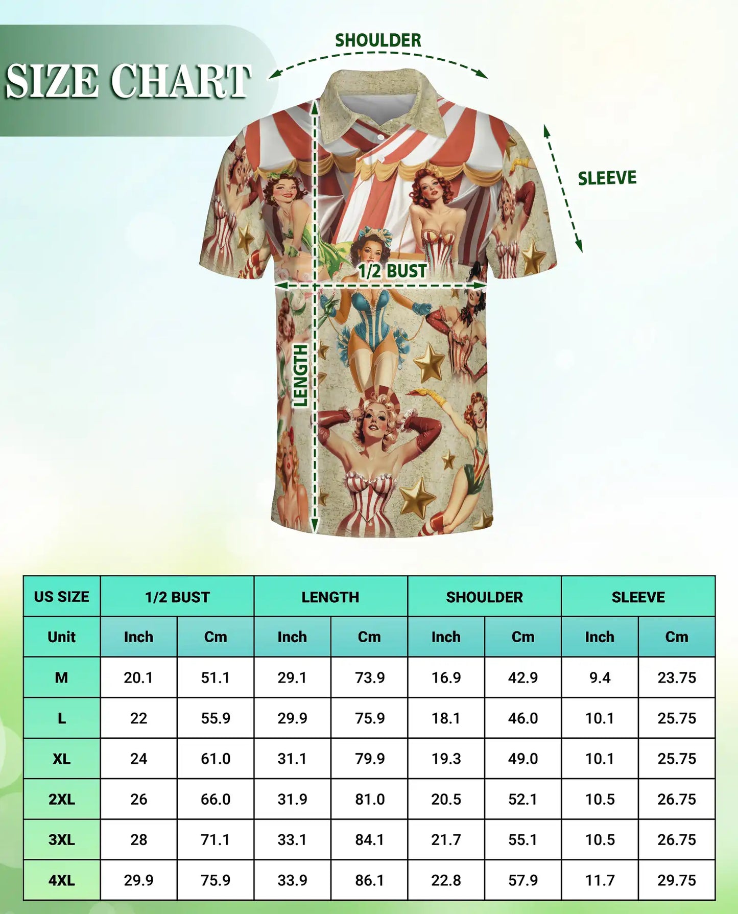 Vintage Circus Pin Up Polo Shirt - Retro Carnival Style | Netecom