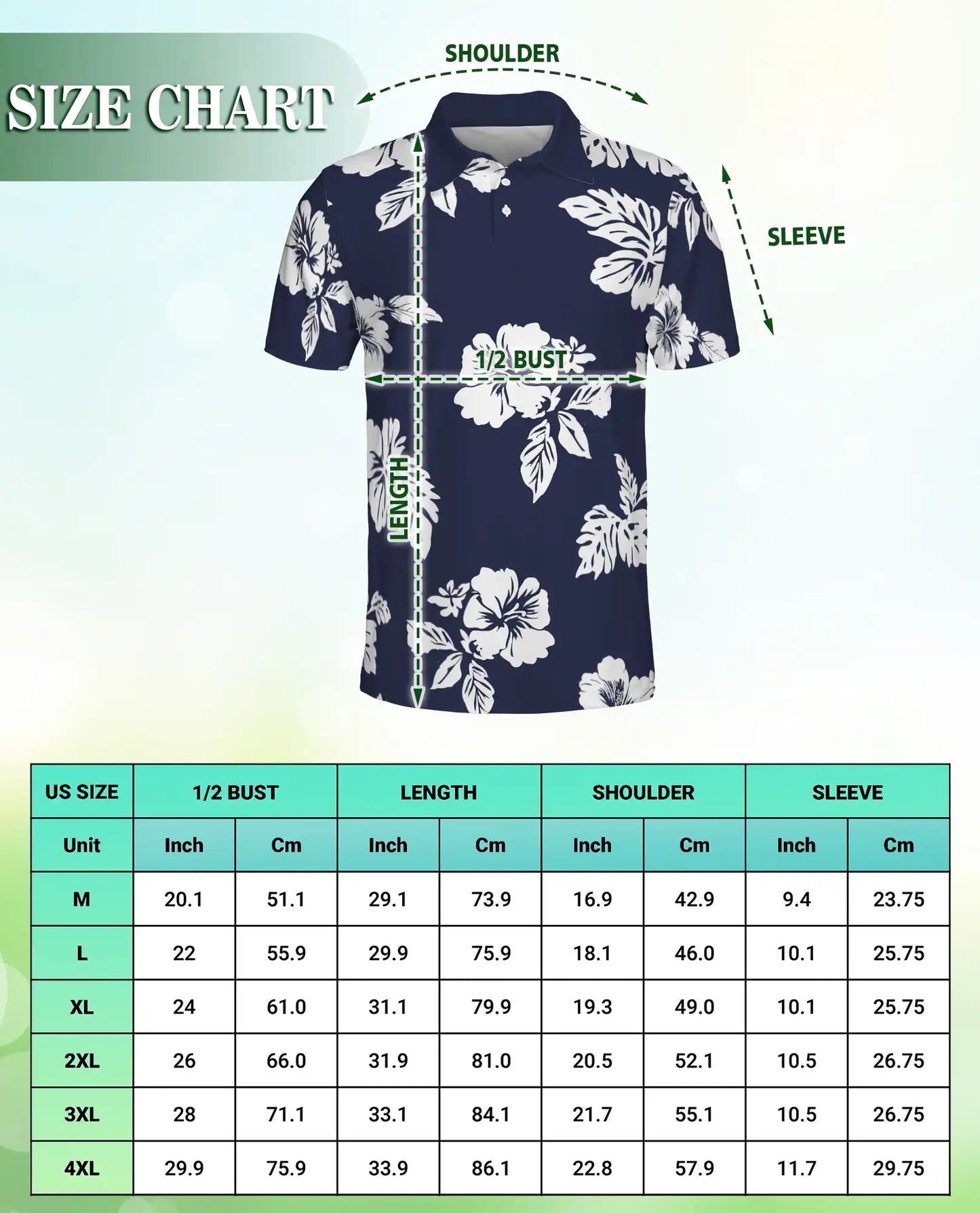 Navy Blue Hibiscus Polo Shirt for Men- Print Tropical Floral | Netecom
