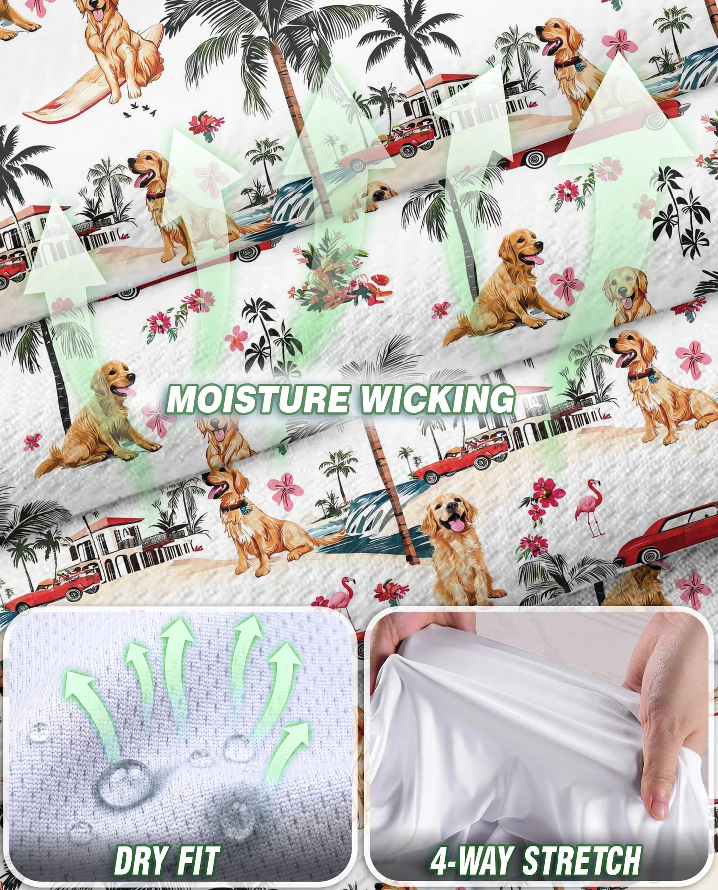Tropical Dog and Flamingo Pattern Sleeveless Polo Shirt for Women | Netecom