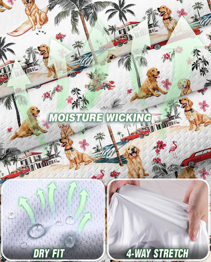 Tropical Dog and Flamingo Pattern Sleeveless Polo Shirt for Women | Netecom