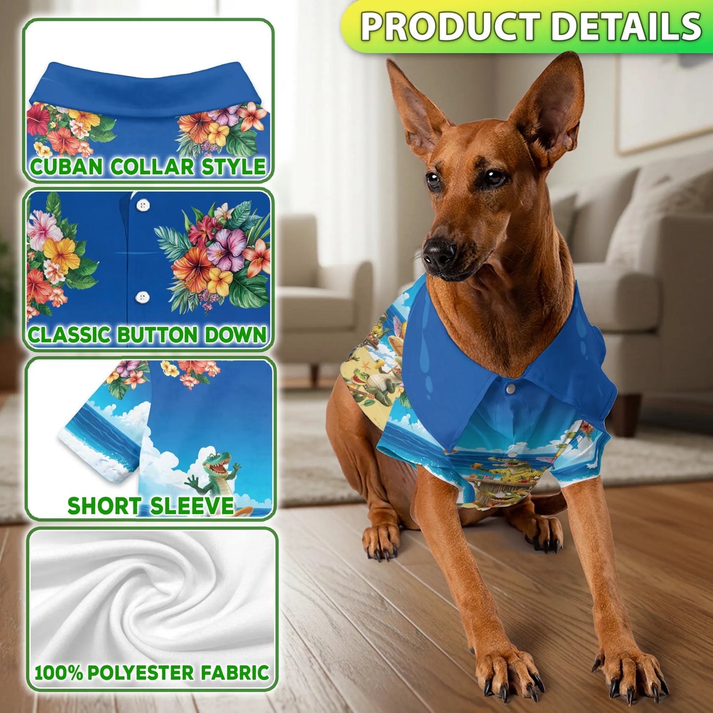 Funny Crocodile Alligator Beach Party Hawaii Dog and Owner Matching Shirts