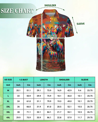 Colorful Moose Polo Shirt – Artistic Wildlife Style | Netecom