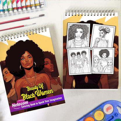 Beauty of Black Women Spiral Bound Coloring Book, Celebrate the Beauty of Black Women with 30 Captivating Coloring Pages