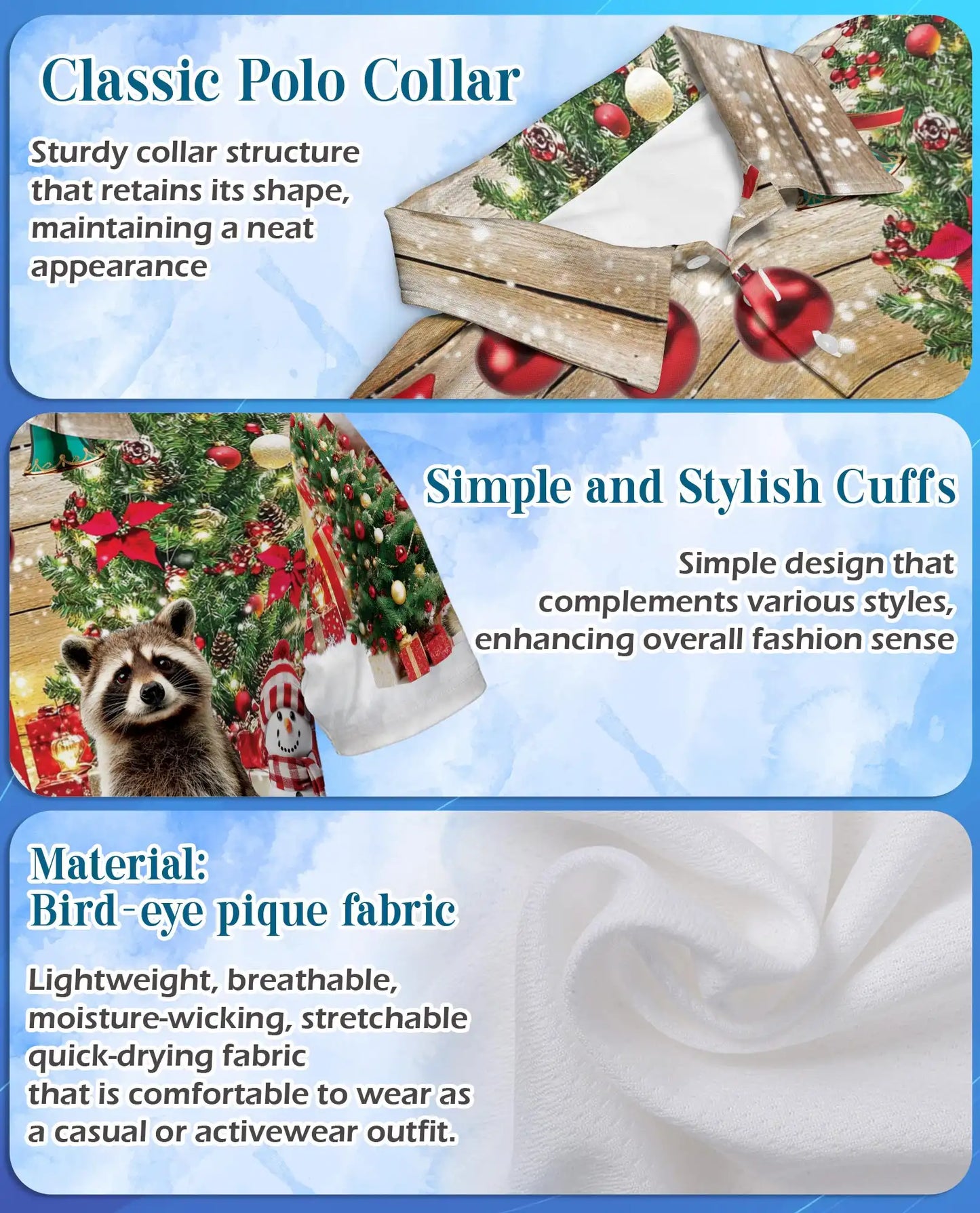 Christmas Raccoon 3D Polo Shirt for Men – Funny Holiday Animal Style | Netecom