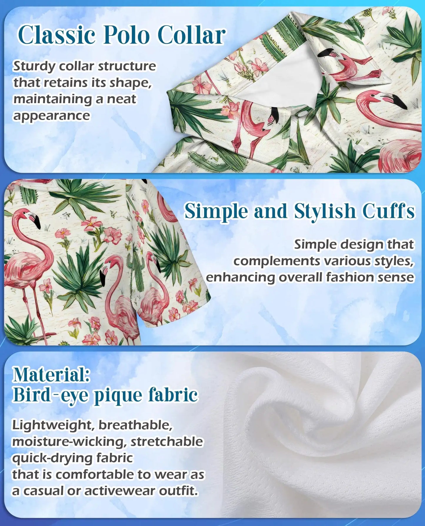 Pink Flamingo Cactus Polo Shirt - Tropical Desert Garden Style | Netecom