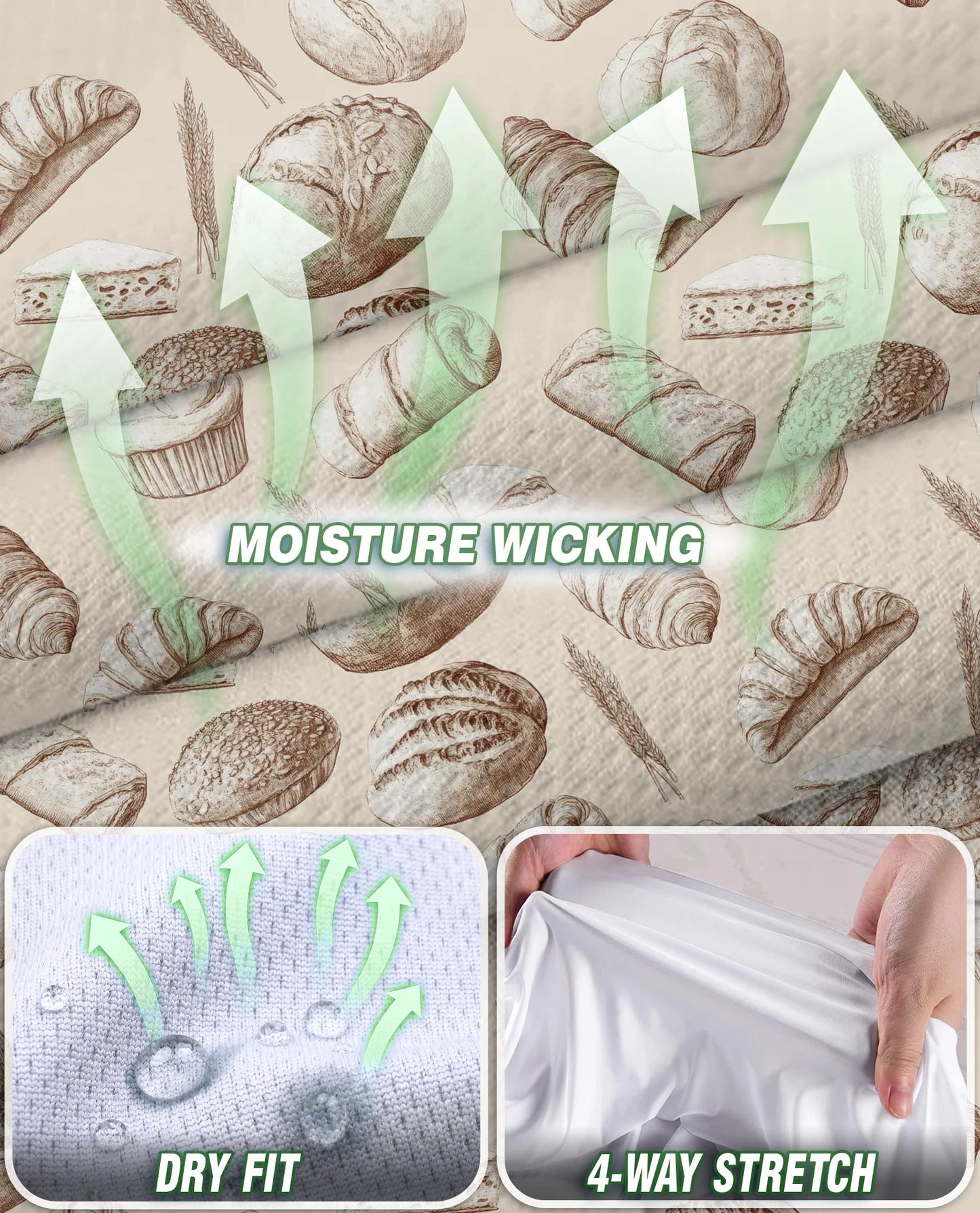 Bread Pattern Sleeveless Polo Shirt for Women – Cute Food Lover Style | Netecom