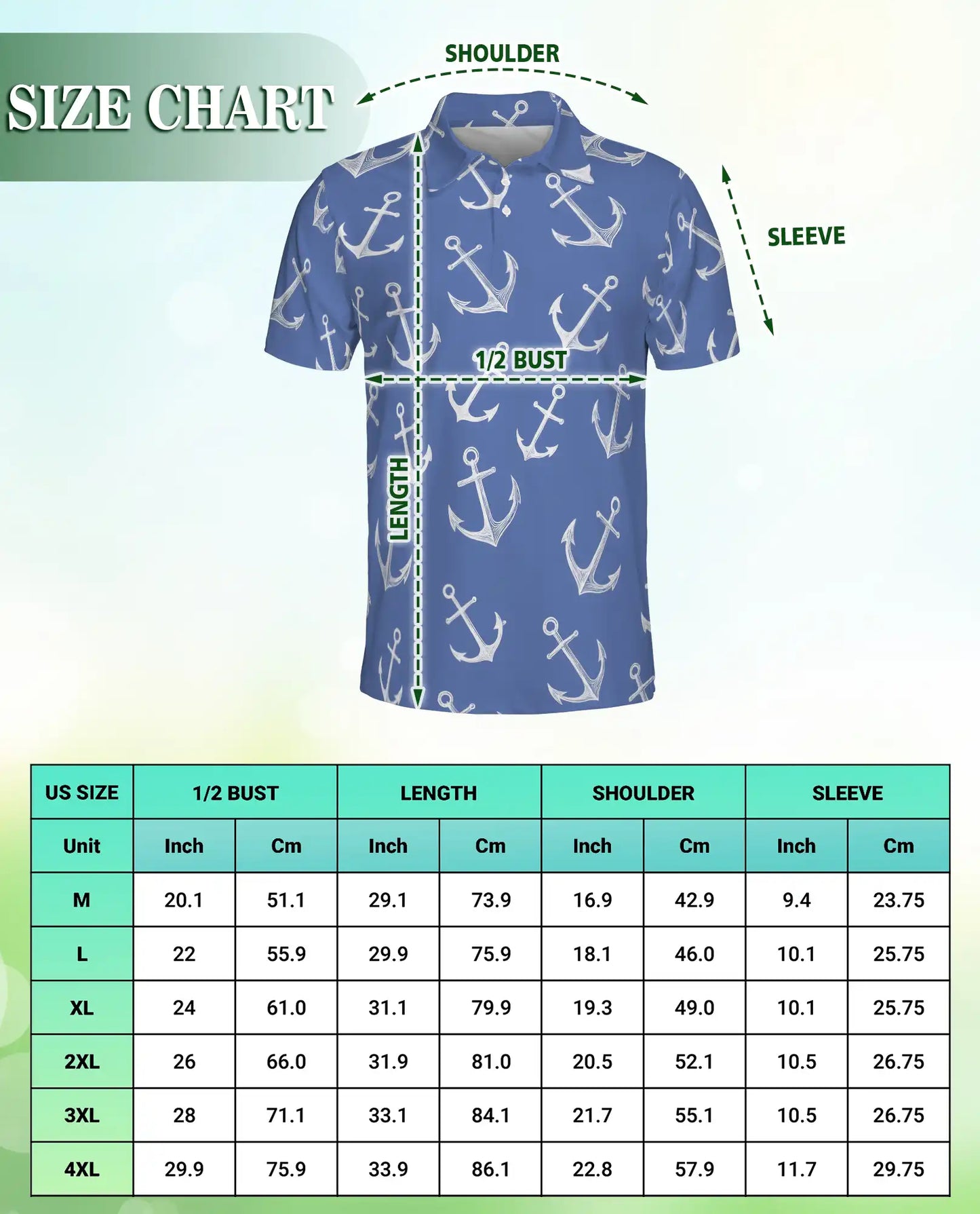 Nautical Anchor Polo Shirt – Coastal Ocean Print | Netecom