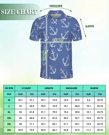 Nautical Anchor Polo Shirt – Coastal Ocean Print | Netecom