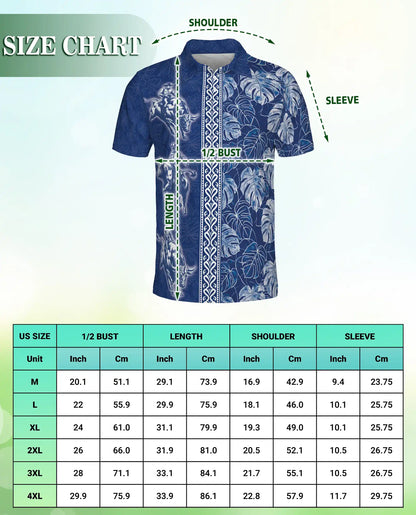 Blue Rodeo Cowboy Hawaiian Polo Shirt | Western Bull Rider Shirt | Netecom