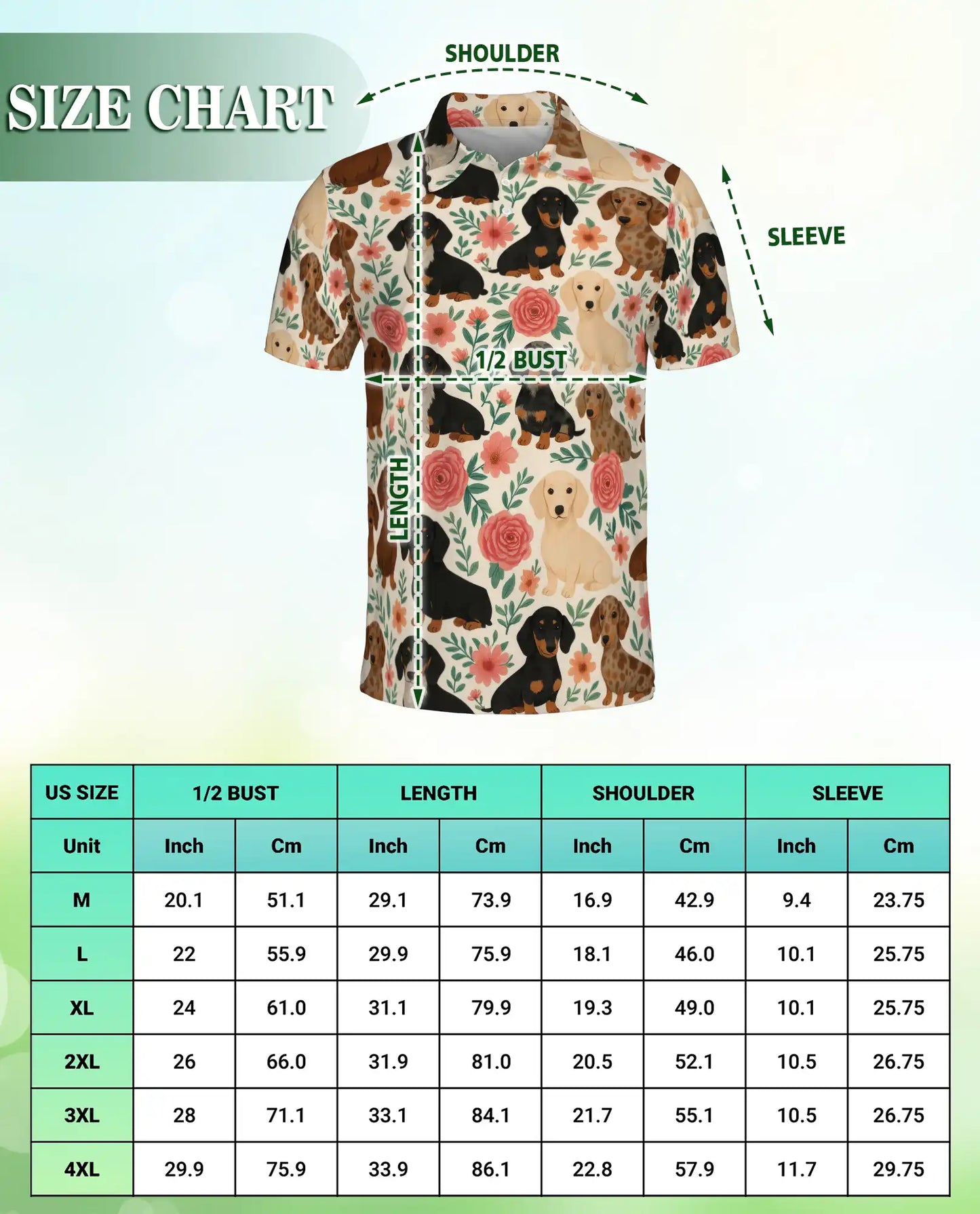 Dachshund Dog Pattern Polo Shirt for Men – Cute Pet Tropical Style | Netecom