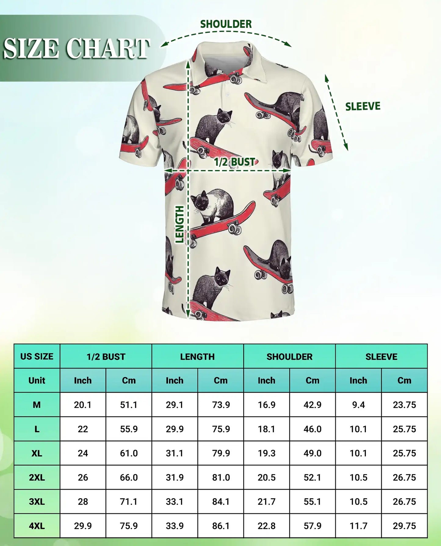 Skateboarding Cat Polo Shirt – Funny Cat Print | Netecom