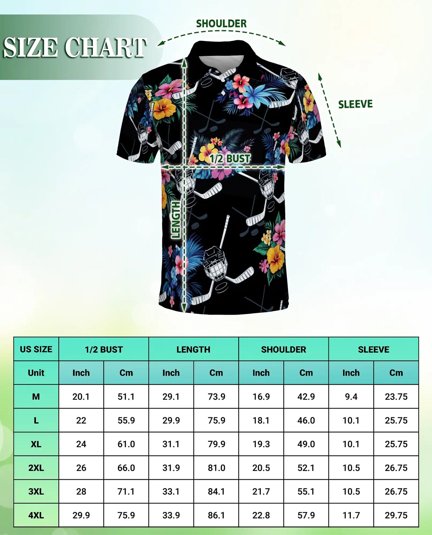 Tropical Hockey Floral 3D Polo Shirt for Men – Hawaiian Sports Fan Style | Netecom