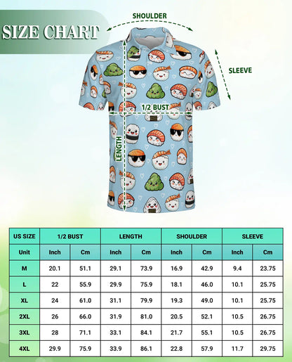 Cute Sushi Polo Shirt – Kawaii Food Print | Netecom