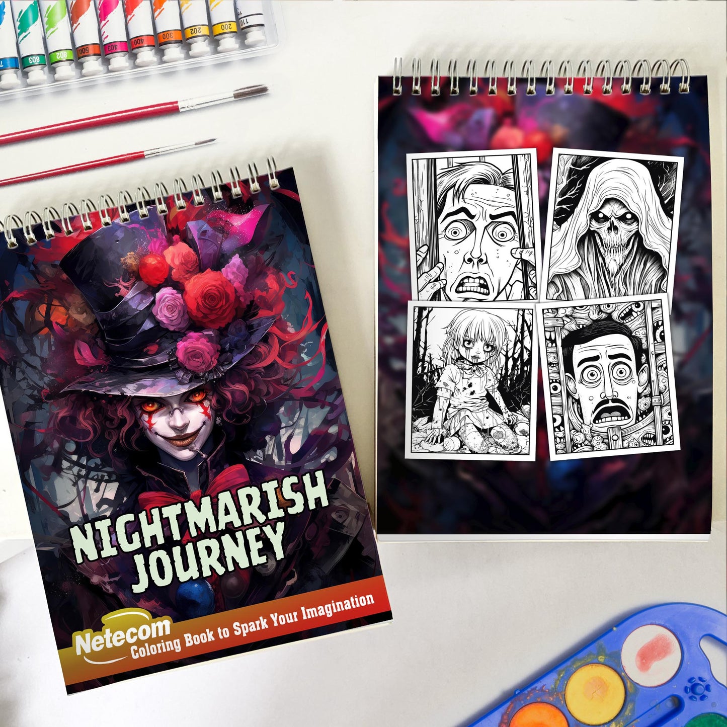 Nightmarish Journey Spiral Bound Coloring Book, Dive into the Depths of Your Imagination with This Nightmarish Journey Coloring Experience