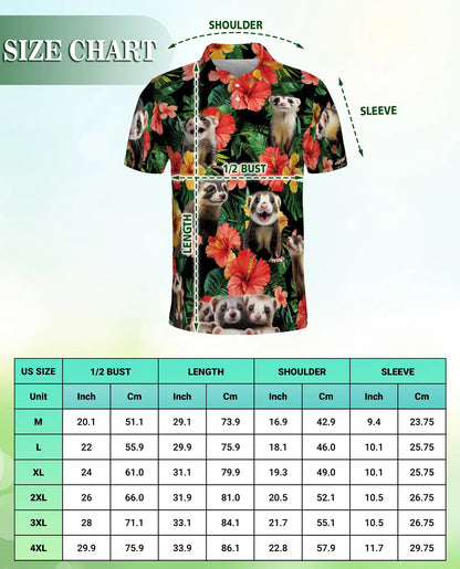 Ferret Hawaiian Polo Shirt – Tropical Floral Style | Netecom